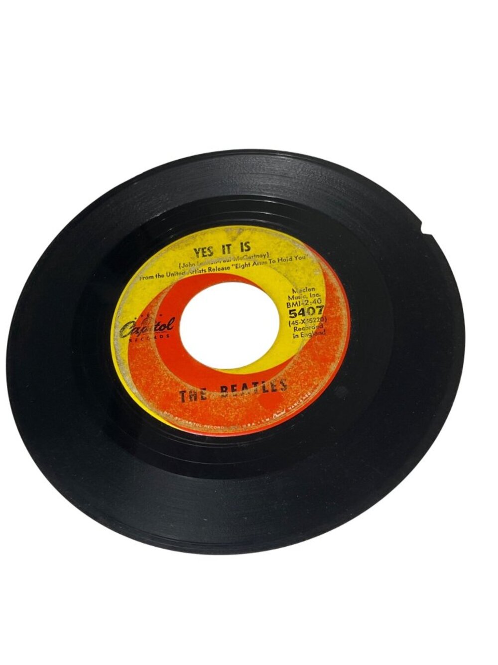 The Beatles 45 RPM Vinyl Record Ticket To Ride / Yes It Is Capitol Records R20 - Picture 3 of 4